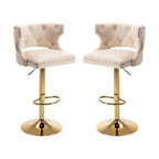 Luxury Beige Velvet Bar Lounge Chair with Gold Base