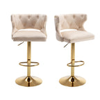 Luxury Beige Velvet Bar Lounge Chair with Gold Base