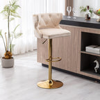 Luxury Beige Velvet Bar Lounge Chair with Gold Base