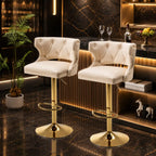 Luxury Beige Velvet Bar Lounge Chair with Gold Base