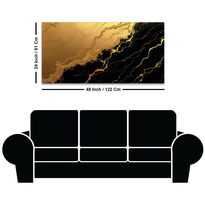Luxury Black and Gold Fluid Marble Abstract Canvas Wall Painting