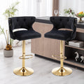 Luxury Black Finish Velvet Bar Lounge Chair with Gold Base