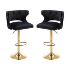 Luxury Black Finish Velvet Bar Lounge Chair with Gold Base