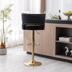 Luxury Black Finish Velvet Bar Lounge Chair with Gold Base