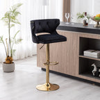 Luxury Black Finish Velvet Bar Lounge Chair with Gold Base