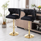 Luxury Black Finish Velvet Bar Lounge Chair with Gold Base