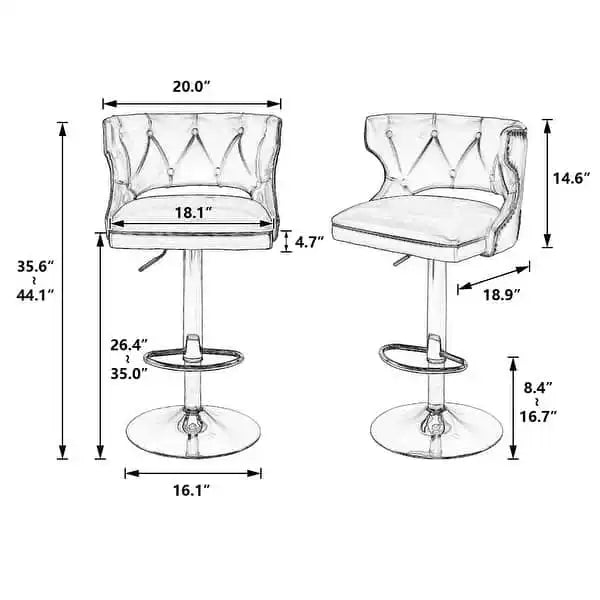 Luxury Black Finish Velvet Bar Lounge Chair with Gold Base
