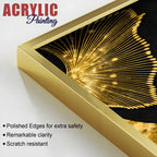 Luxury Black Gold Botanical Ginkgo Leaf Abstract Acrylic Floating Wall Painting Set of 2