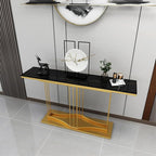 Luxury Black Marble Console Table with Gold Base