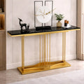 Luxury Black Marble Console Table with Gold Base