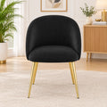 Luxury Black Velvet Dining Chair with Curved Backrest & Golden Metal Legs