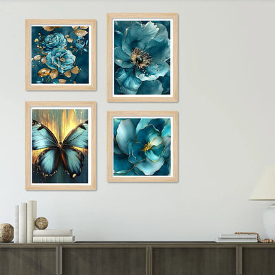 Luxury Blossom Wall Art Frame Set of 4 for Office & Home Décor