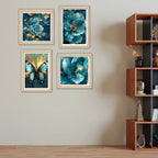 Luxury Blossom Wall Art Frame Set of 4 for Office & Home Décor
