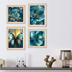 Luxury Blossom Wall Art Frame Set of 4 for Office & Home Décor