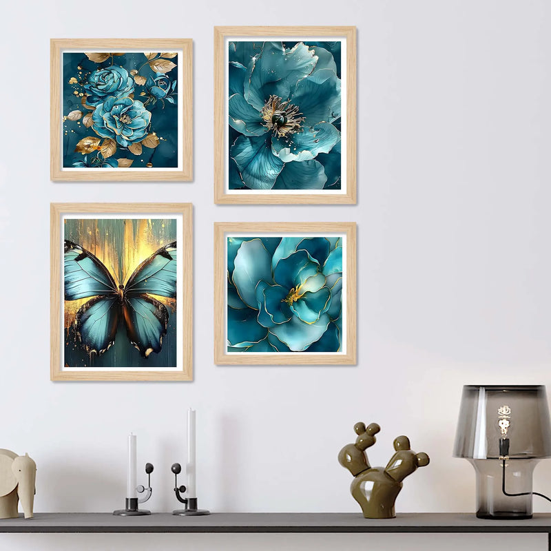 Luxury Blossom Wall Art Frame Set of 4 for Office & Home Décor