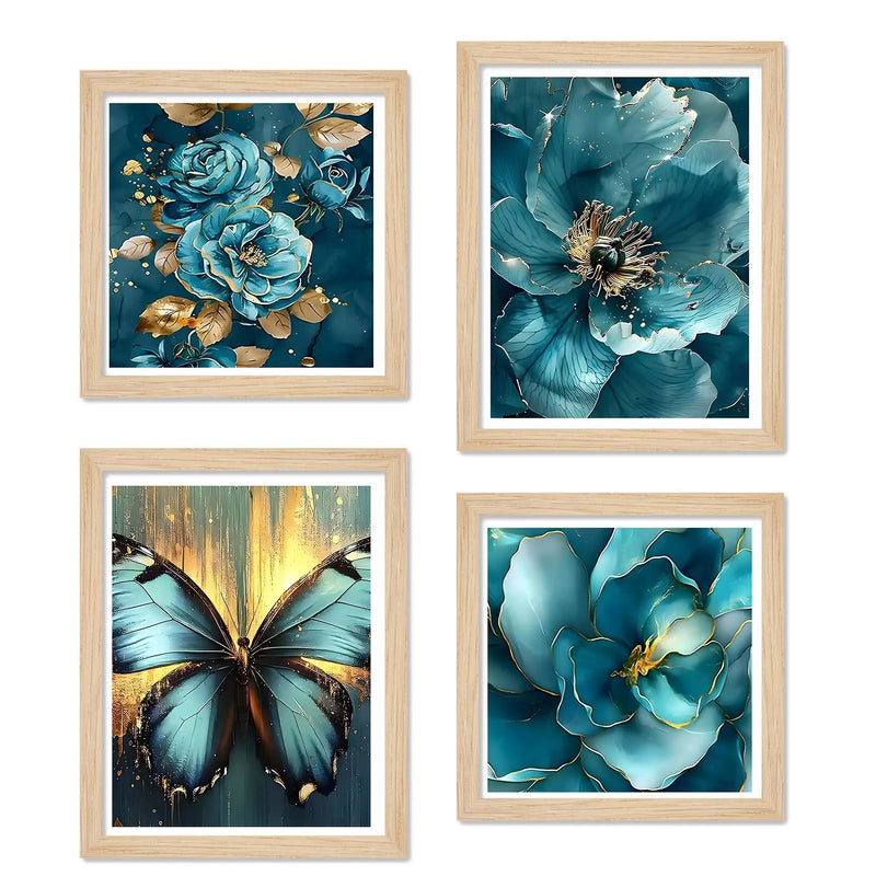 Luxury Blossom Wall Art Frame Set of 4 for Office & Home Décor