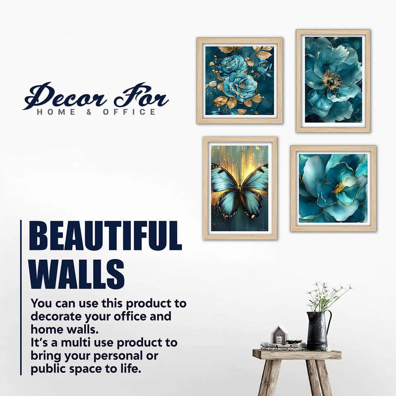 Luxury Blossom Wall Art Frame Set of 4 for Office & Home Décor
