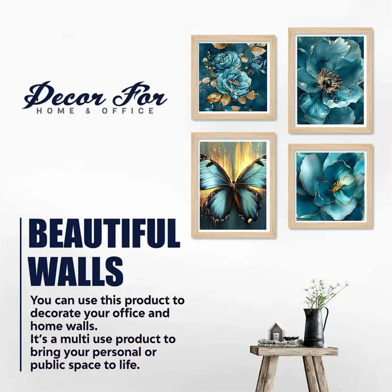 Luxury Blossom Wall Art Frame Set of 4 for Office & Home Décor