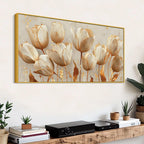 Luxury Botanical White Tulip Flower Modern Canvas Wall Painting