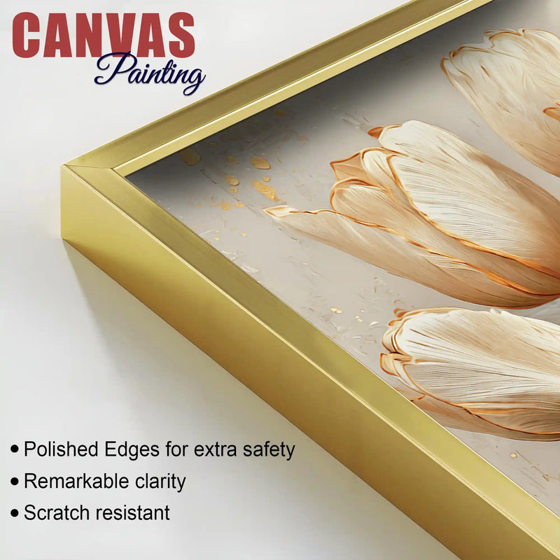 Luxury Botanical White Tulip Flower Modern Canvas Wall Painting