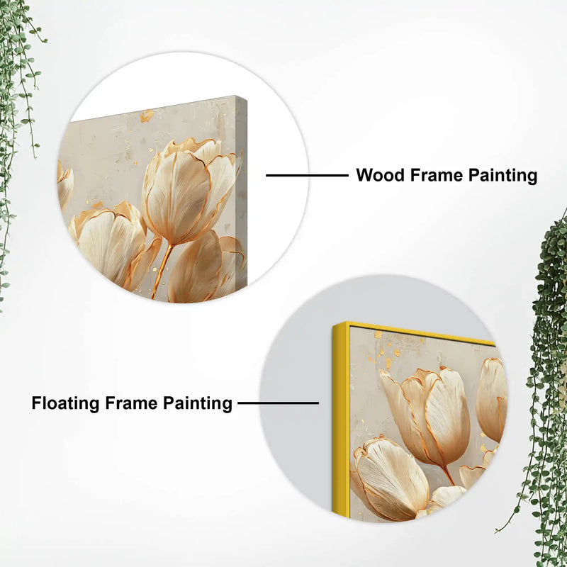 Luxury Botanical White Tulip Flower Modern Canvas Wall Painting