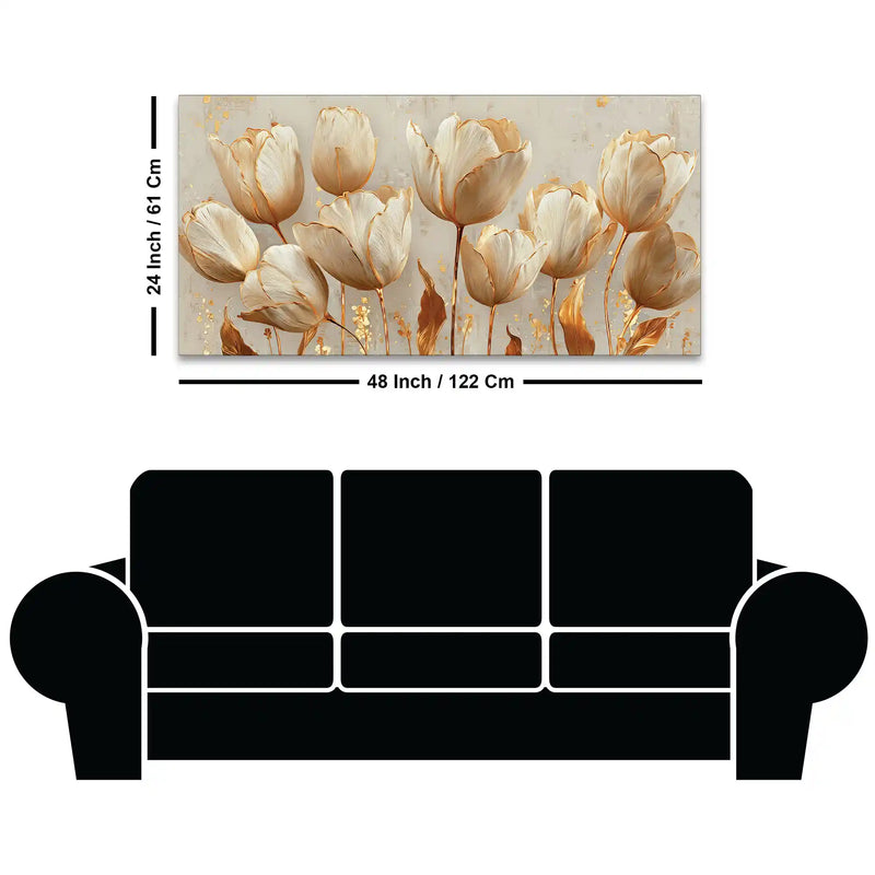 Luxury Botanical White Tulip Flower Modern Canvas Wall Painting