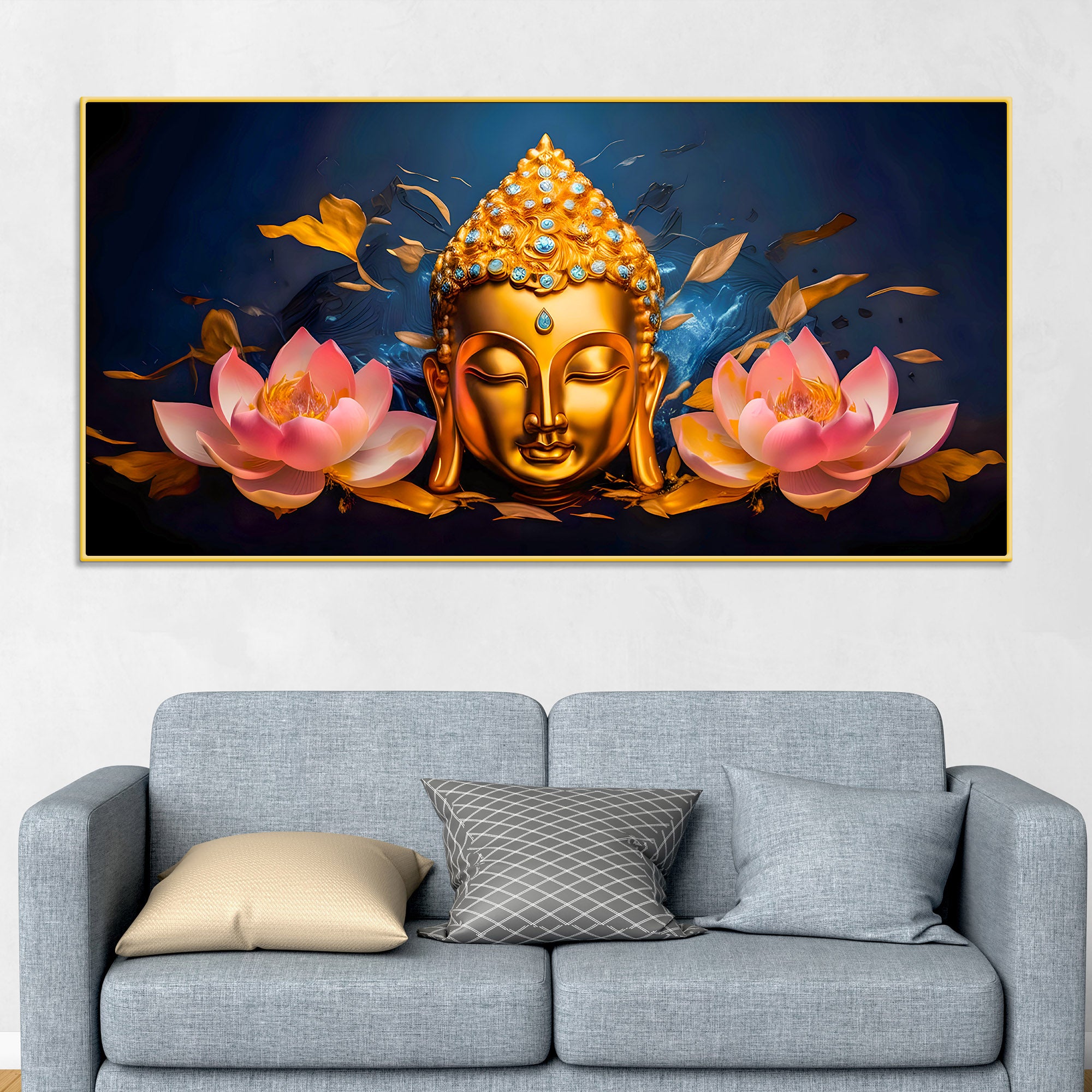 Luxury Buddha Canvas Wall Painting for Living Room Interior