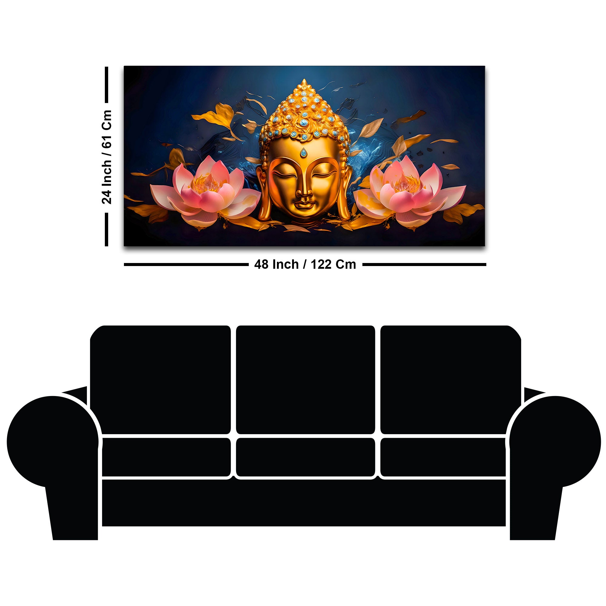 Luxury Buddha Canvas Wall Painting for Living Room Interior