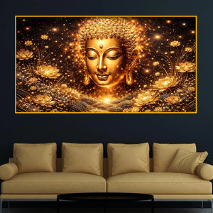Luxury Buddha Face Crystal Glass Painting for Living Room Décor