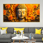 Luxury Buddha Face Wall Painting with Floral Background