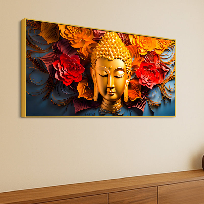 Luxury Buddha Floral Canvas Painting for Home & Office