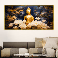 luxury-buddha-meditation-wall-painting-with-white-lotus-art