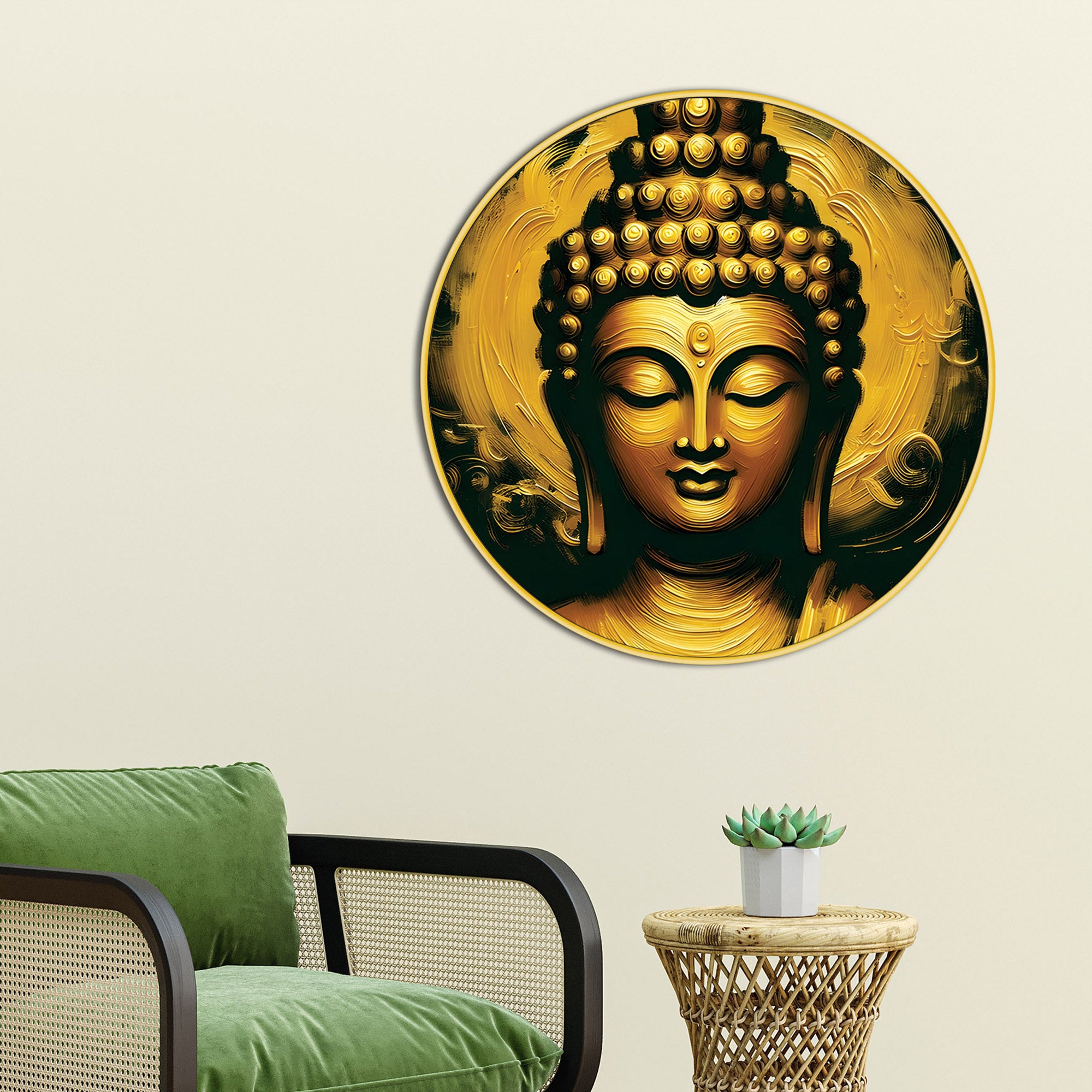 Luxury Buddha Round Canvas Painting