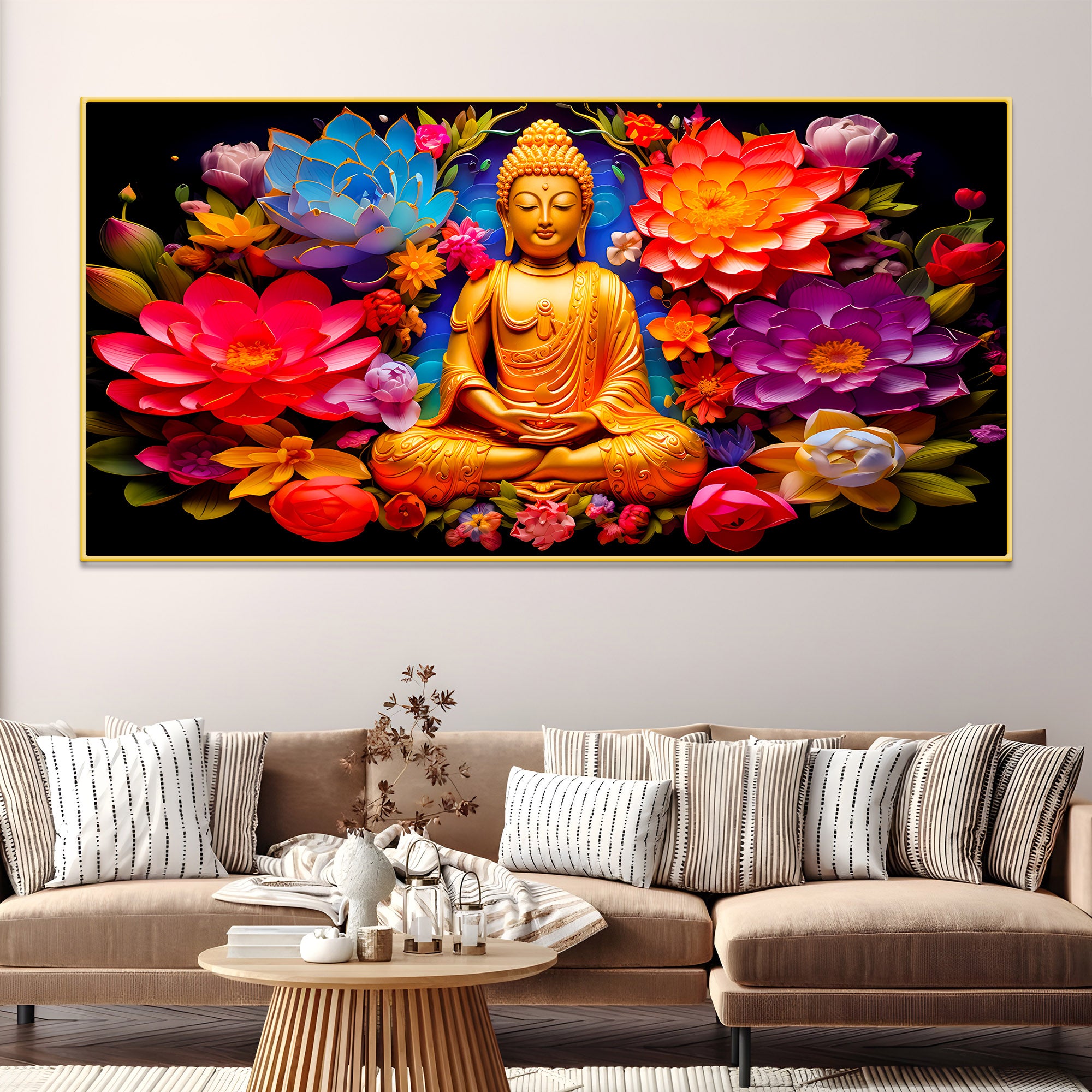 Luxury Buddha Wall Painting for Elegant Living Room