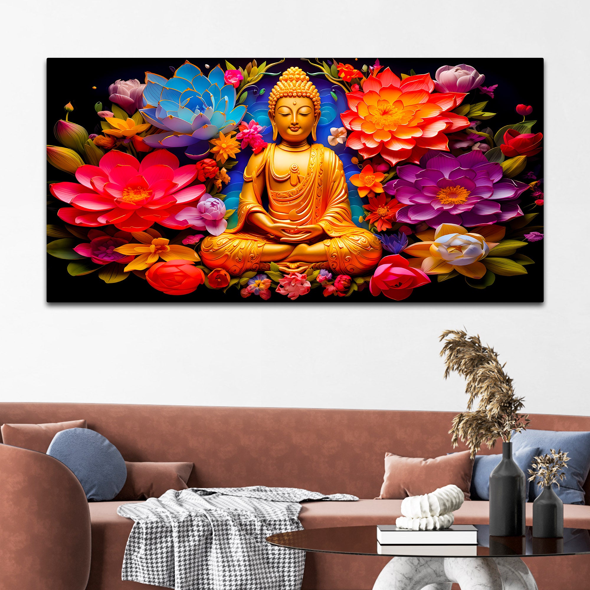 Luxury Buddha Wall Painting for Elegant Living Room