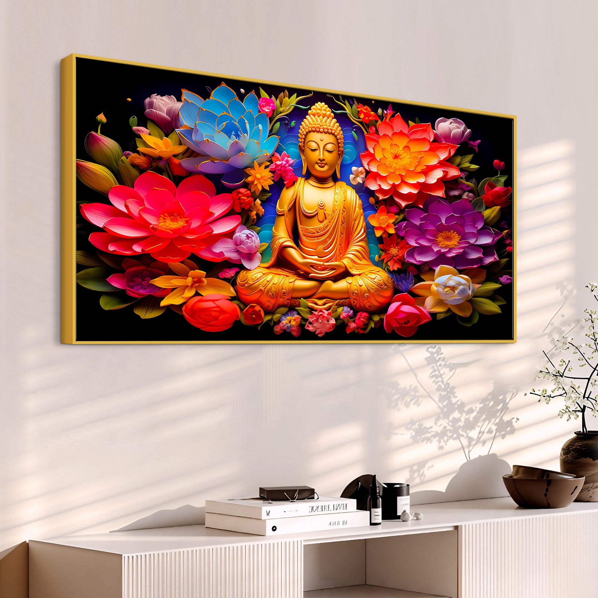 Luxury Buddha Wall Painting for Elegant Living Room