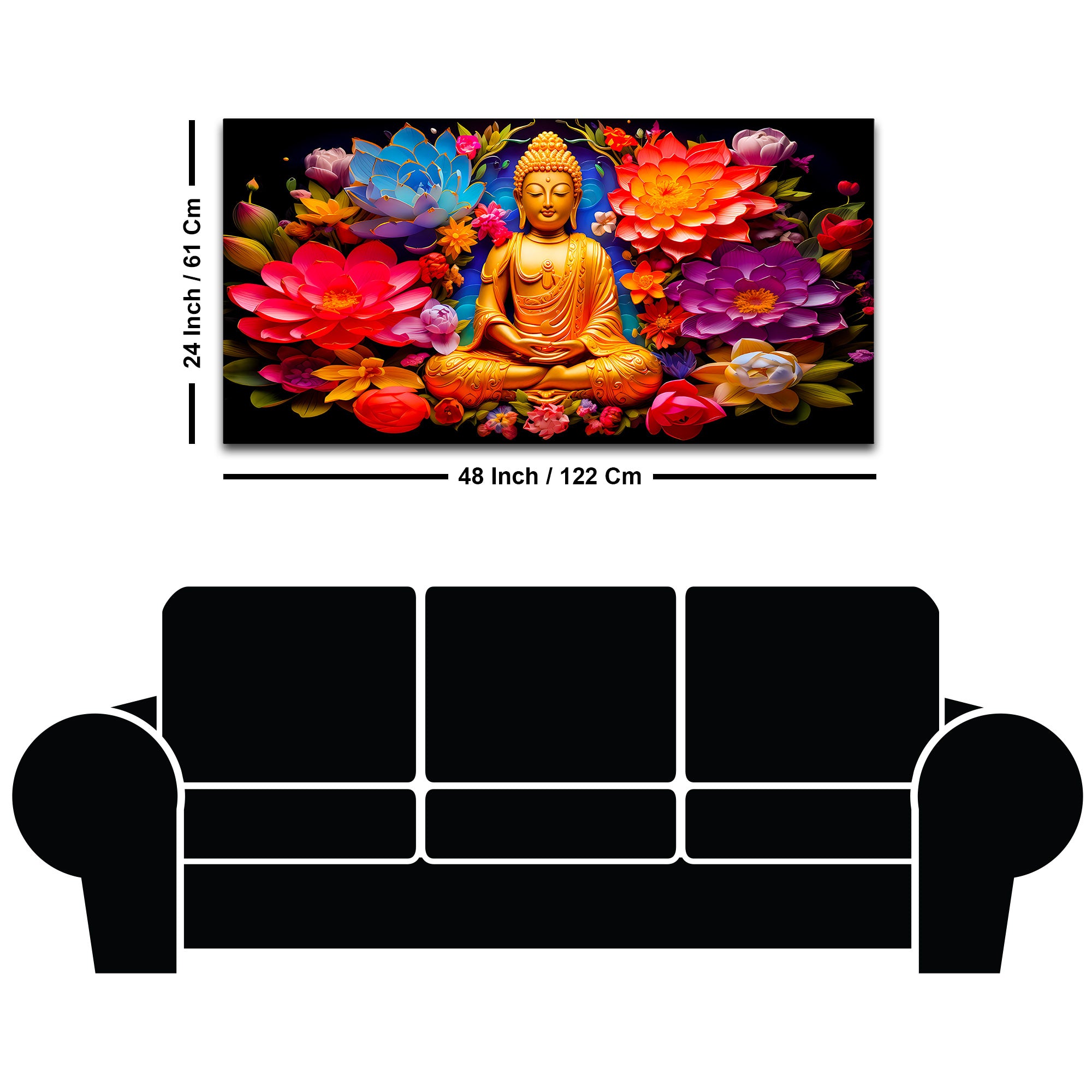 Luxury Buddha Wall Painting for Elegant Living Room