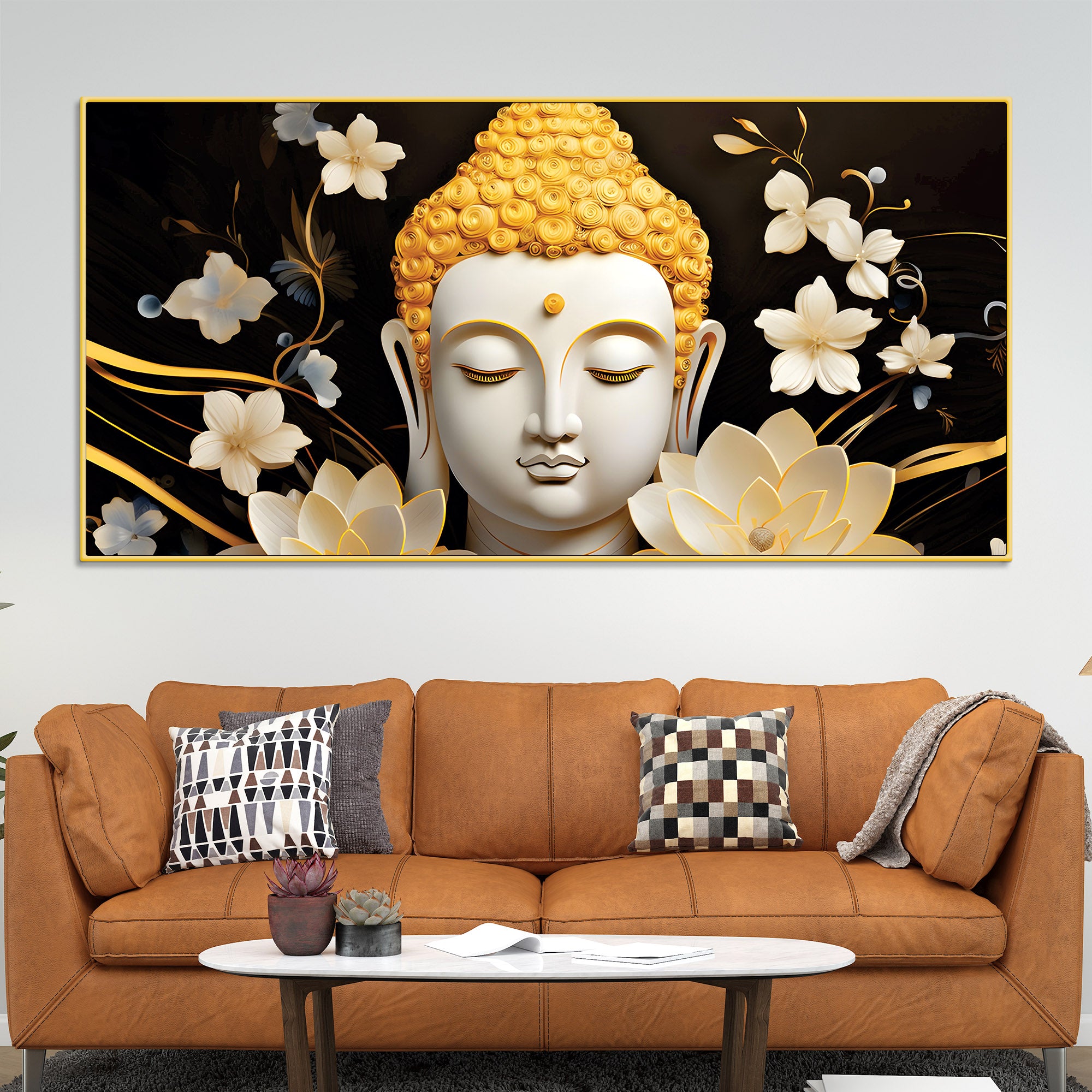 luxury-buddha-wall-painting-with-blooming-floral-background