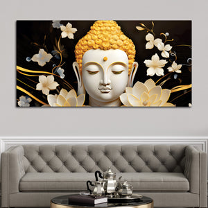 Luxury Buddha Wall Painting with Blooming Floral Background