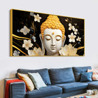 Luxury Buddha Wall Painting with Blooming Floral Background