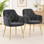 Luxury Charcoal Grey Velvet Armchair with Tufted Back