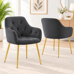 Luxury Charcoal Grey Velvet Armchair with Tufted Back