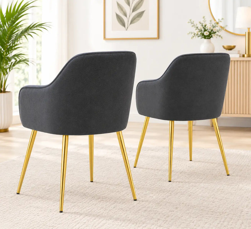 Luxury Charcoal Grey Velvet Armchair with Tufted Back