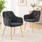 Luxury Charcoal Grey Velvet Armchair with Tufted Back