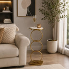 Luxury Circle Base Side Table with Elegant Marble Top Design