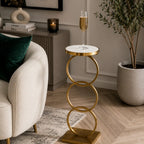 Luxury Circle Base Side Table with Elegant Marble Top Design