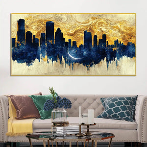 Luxury Cityscape Skyline Canvas Painting for Home Wall Decor
