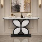 Luxury Console Table Featuring Black Floral Flower Design & Marble Top