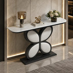 Luxury Console Table Featuring Black Floral Flower Design & Marble Top