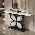 Luxury Console Table Featuring Black Floral Flower Design & Marble Top